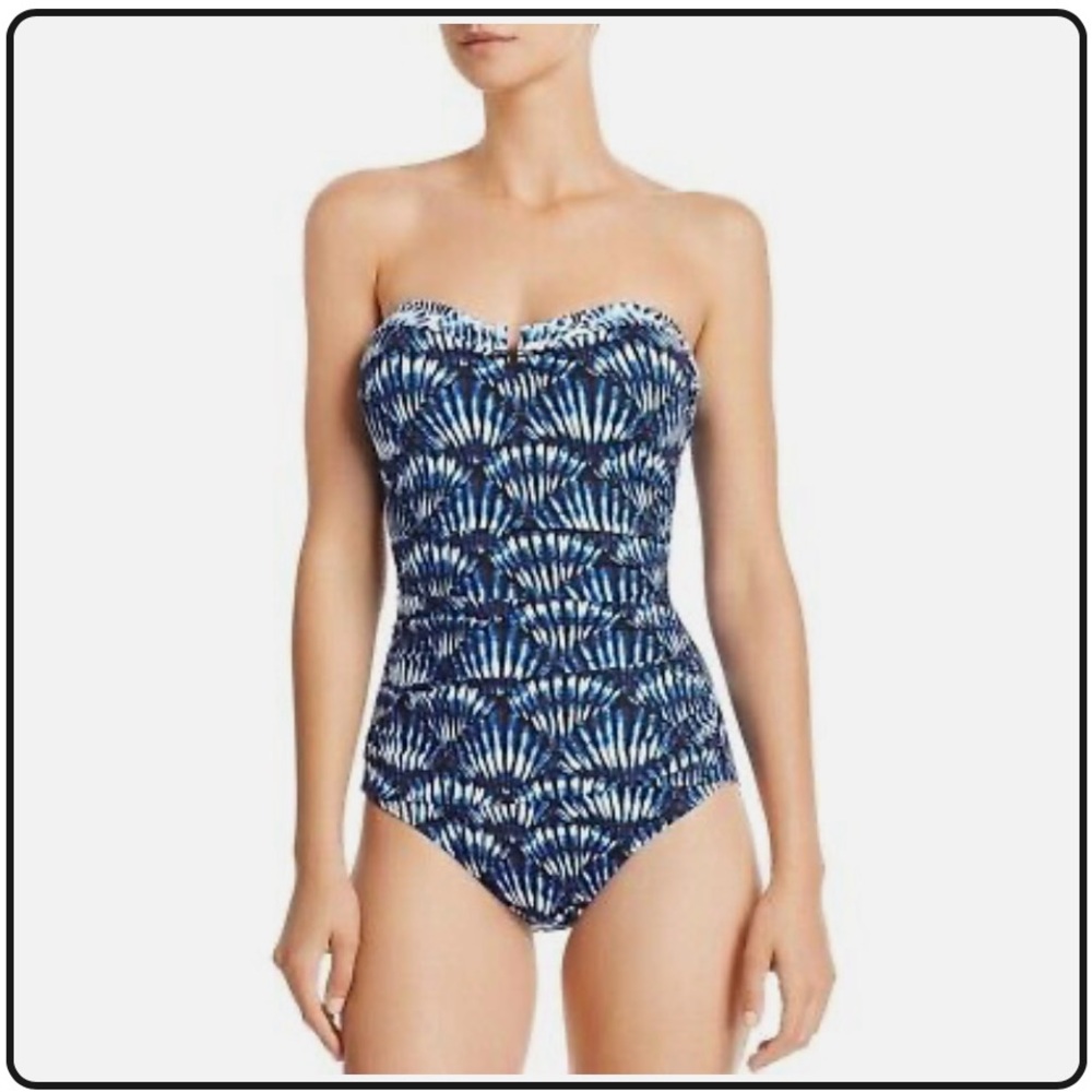 Tommy Bahama Tide Seashell Bandeau One Piece Swimsuit with Shell Design